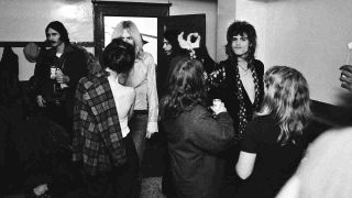 Aerosmith backstage at a concert in 1974