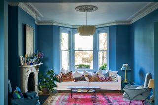 blue living room in Farrow & Ball Chinese Blue