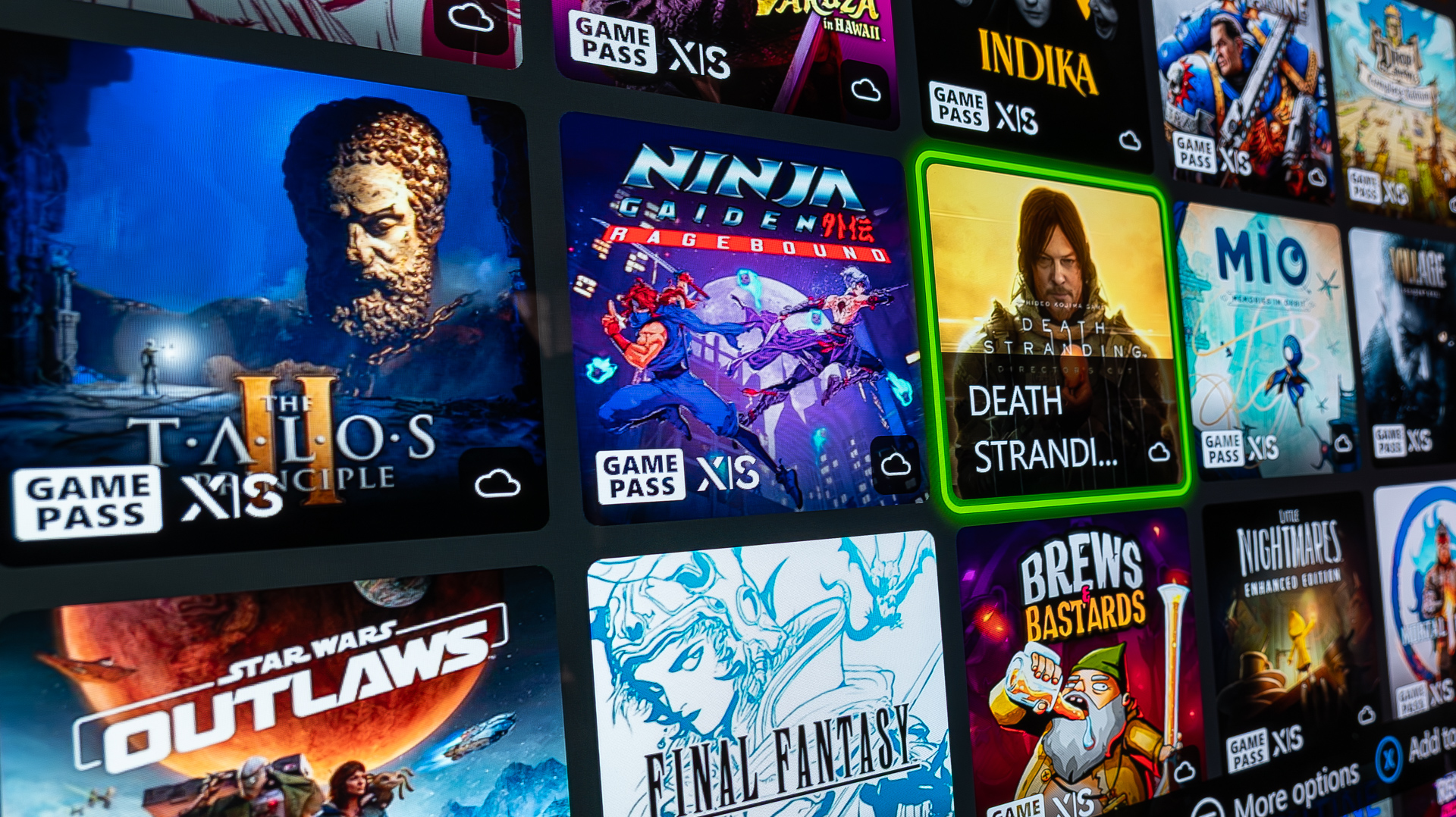 Xbox Game Pass menu screen running on Xbox Series X