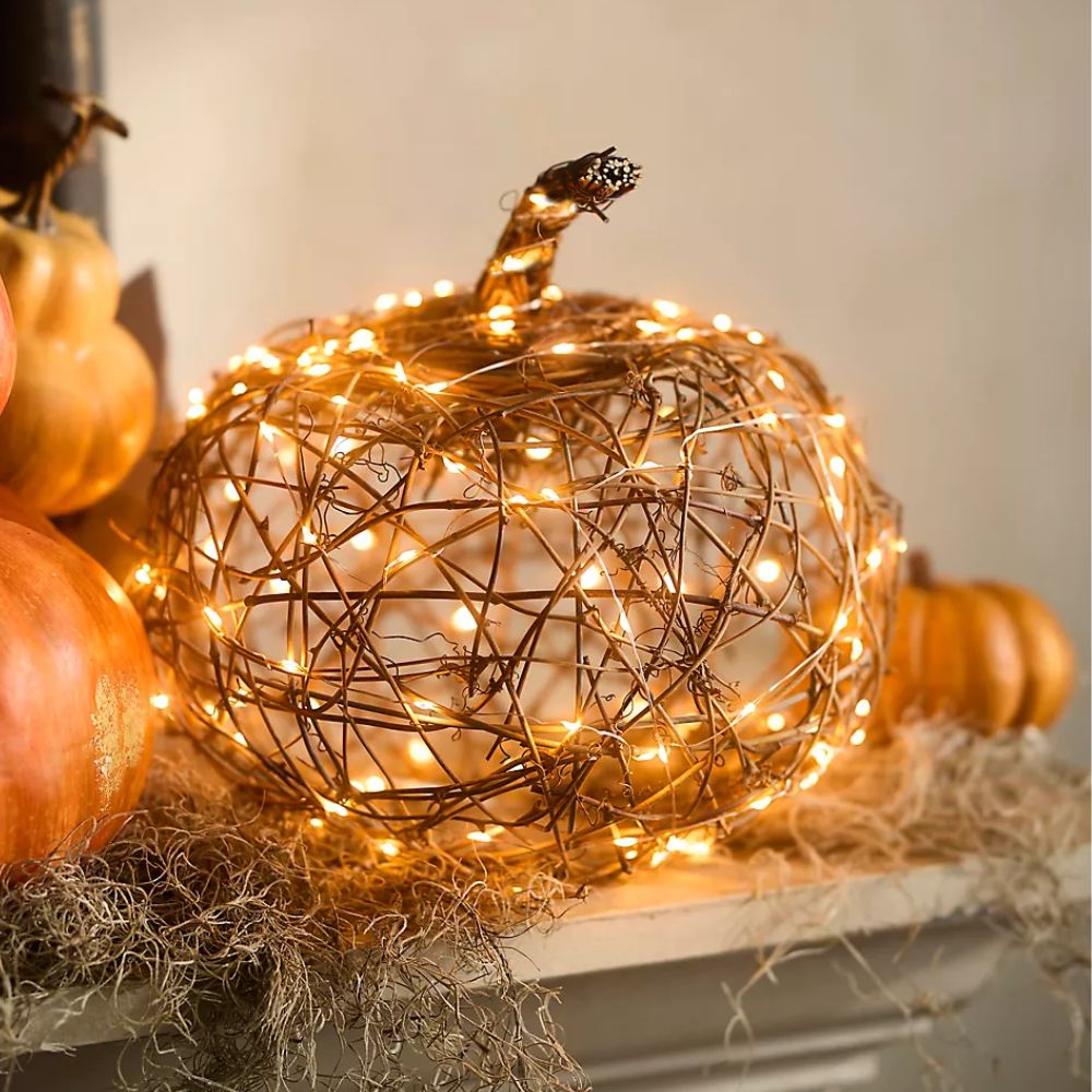 Twinkling Illuminated Vine Pumpkin