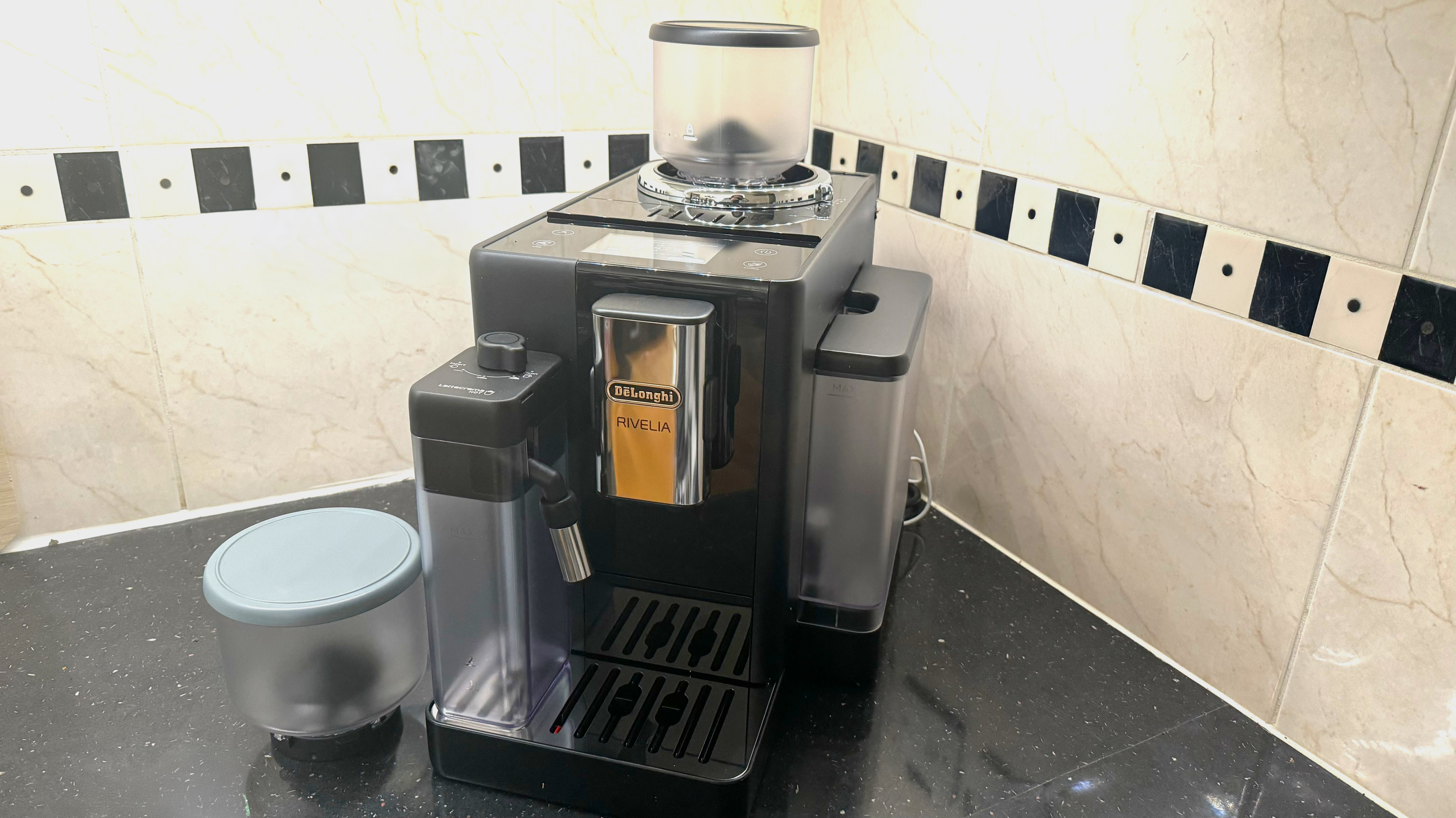 De'Longhi Rivelia coffee machine on kitchen counter