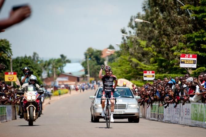 Bruno Langlois (Team Quebecor-Garneau) celebrates his second stage win at Tour of Rwanda