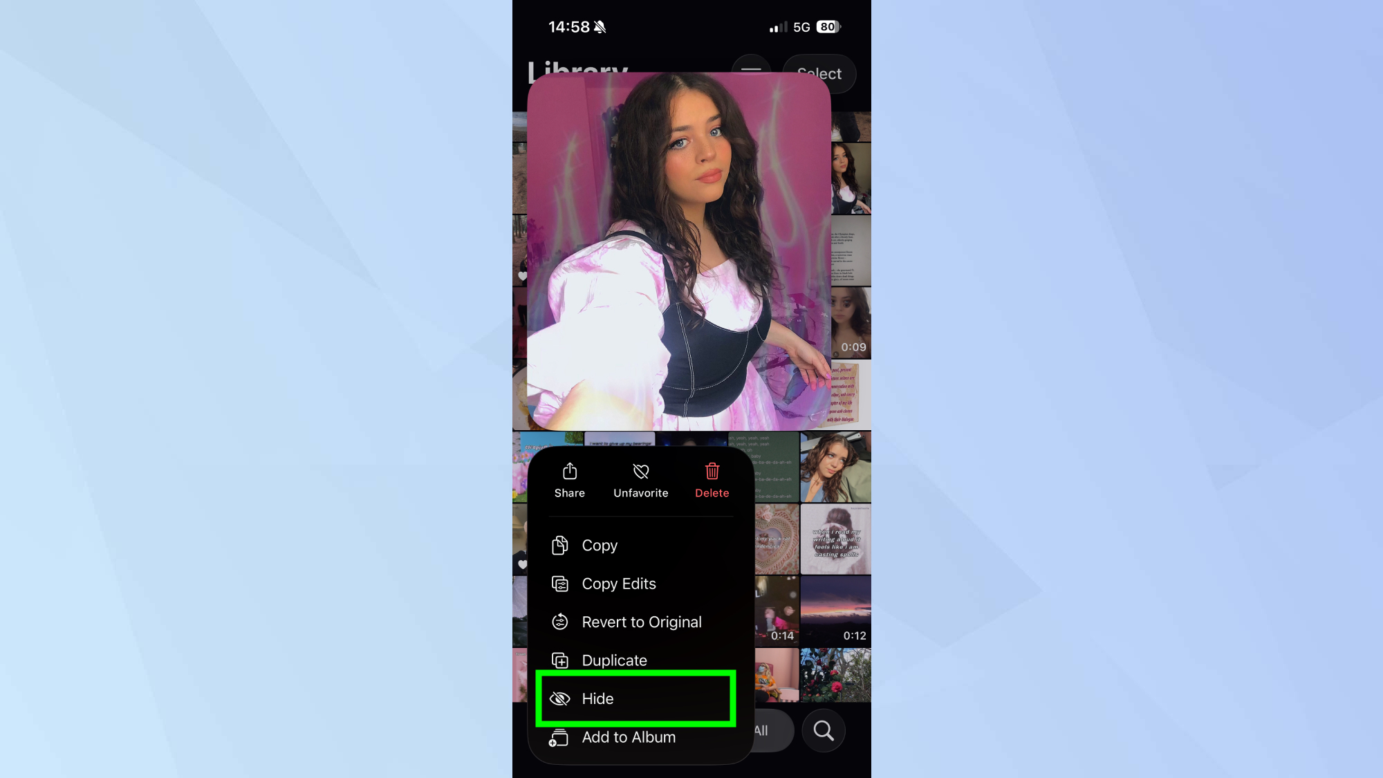 Hide photo on iPhone