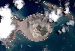 An overhead image, captured by a satellite, reveals the baby island.