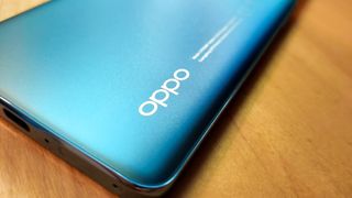 The logo of the Oppo Reno4 Pro 5G on the device
