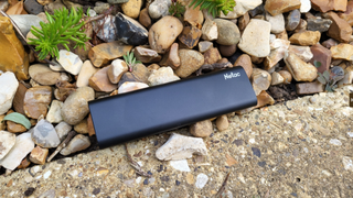 Netac Z Slim portable SSD outside during our test and review process