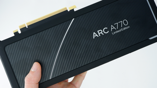An Intel Arc A770 Limited Edition graphics card from various angles