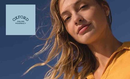 oxford online pharmacy logo top left with a picture of a random lady that has nothing to do with pharmacy 