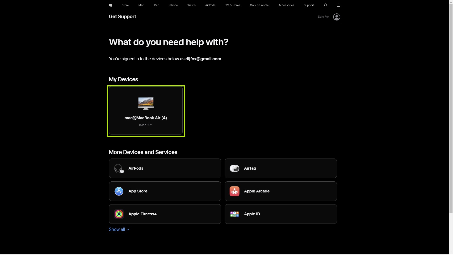 El sitio web de soporte de Apple muestra los pasos para reservar una cita en Genius Bar