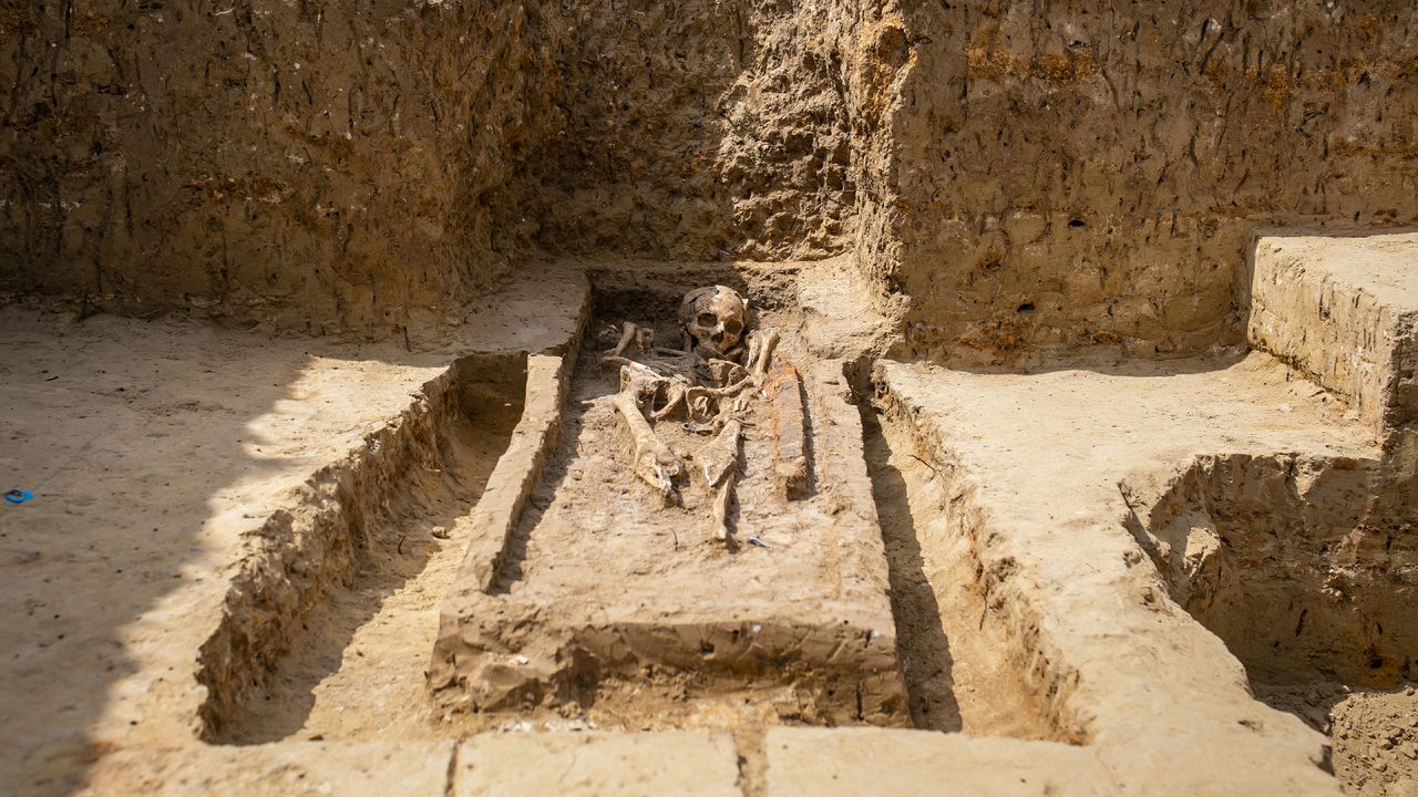 The warrior at the heart of the tomb was buried alongside a large iron sword that's thought to be a diplomatic gift or a trophy of war.