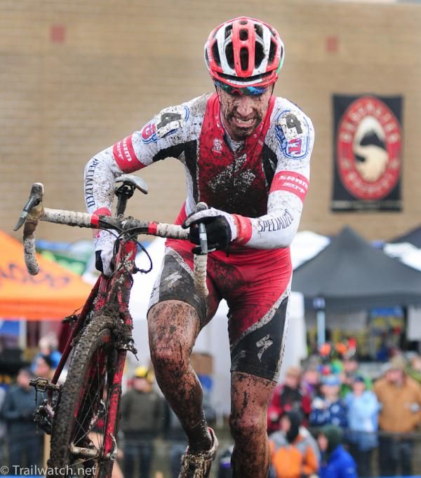 Todd Wells (Specialized) runs away from the rest of the race at the cyclo-cross national championships