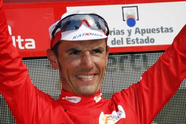 Joaquim Rodriguez (Katusha) in the red jersey of Vuelta a Espana leader.