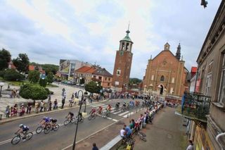The Tour of Poland peloton heads south towards Katowice.