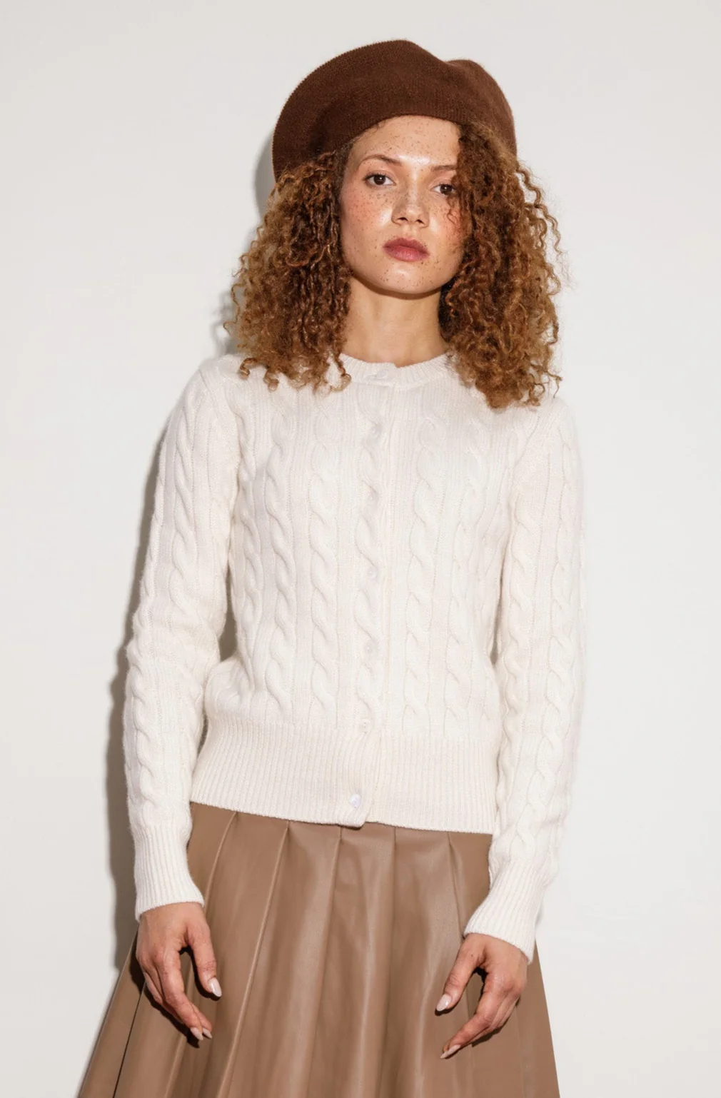 Kiltane, Calton Cable Cashmere Cardigan - Cream