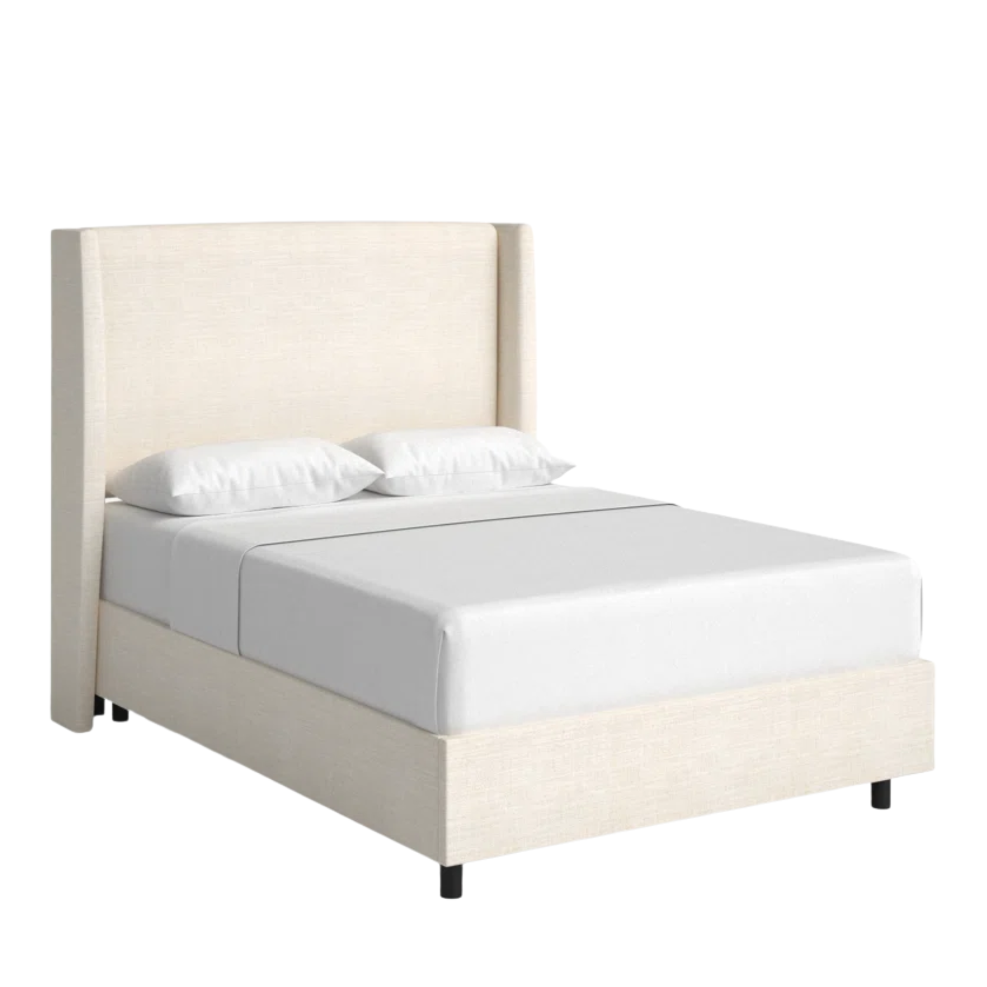 a cream upholstered bed frame