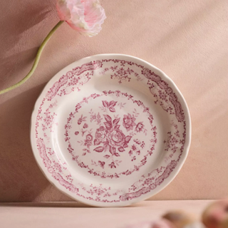 Anthropologie Pink Floral Dinner Plate