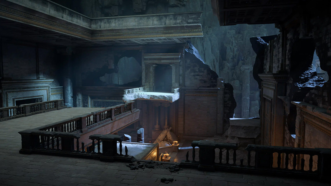 God of War multiplayer screens; game screens showing ancient Greek locations