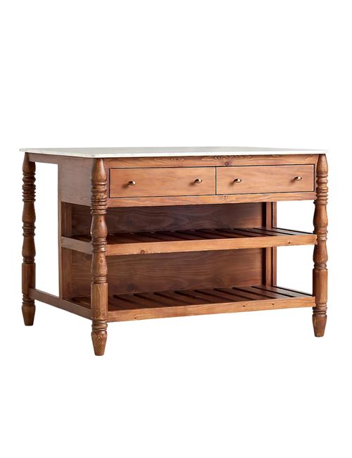 Spindle 50" Marble-Top Kitchen Island