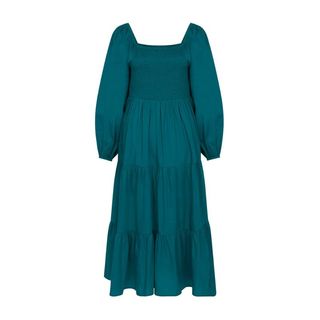 Finery London cotton dark green maxi dress with square neckline