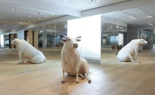 There are animal-centric creations, like the 'Untitled' sitting cow