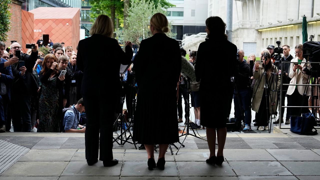 Pascale Jones of the Crown Prosecution Service, the Deputy Senior Investigating Officer, Detective Chief Inspector Nicola Evans and Janet Moore, Police Family Liason officer read out statements outside Manchester Crown Court.