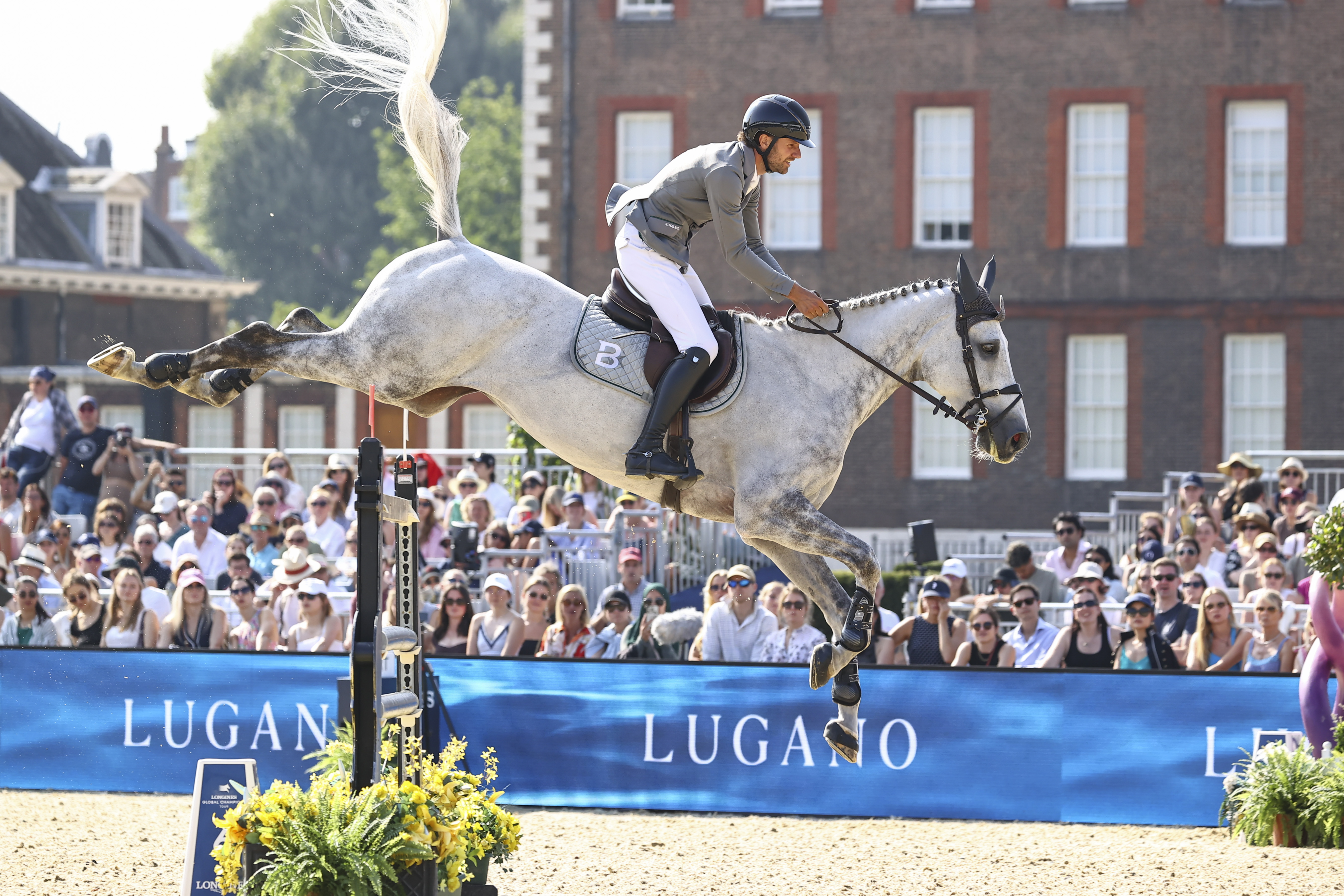 Christian Kukuk and Checker 47 on their way to victory in the Longines Global Champions Tour grand prix of London.