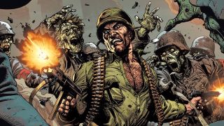 Sgt. Rock shooting at Nazi zombies