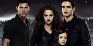 The Twilight Saga: Breaking Dawn Jacob, Bella, Edward, and Renesmee scowl at the camera