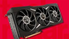 One of the best AMD graphics cards against a red background