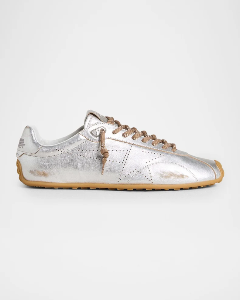 Golden Goose , Marathon Speed Metallic Leather Low-Top Sneakers