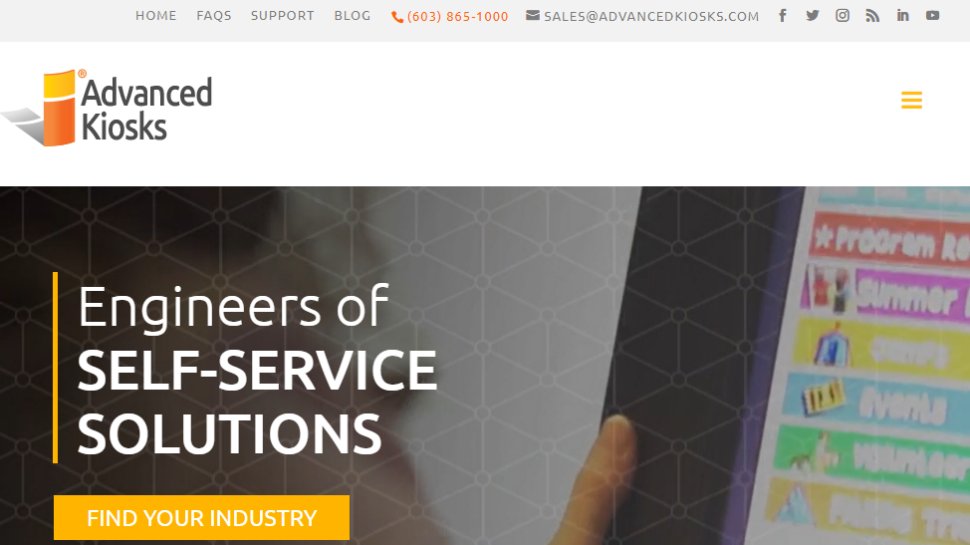 Website screenshot for Advanced Kiosks