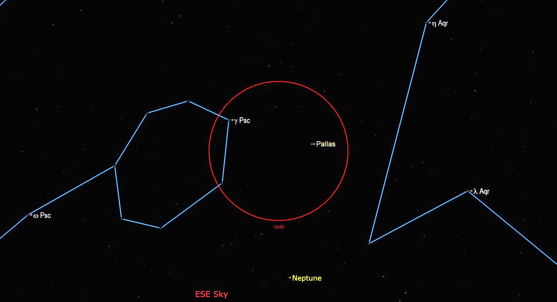 septiembre de 2021 Cielo nocturno Asteroide Pallas en oposición