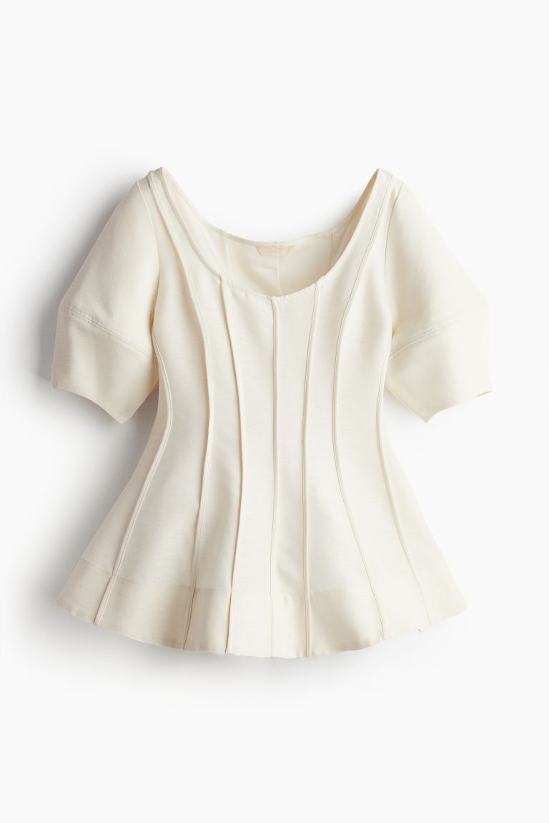 Flared Balloon-Sleeved Blouse
