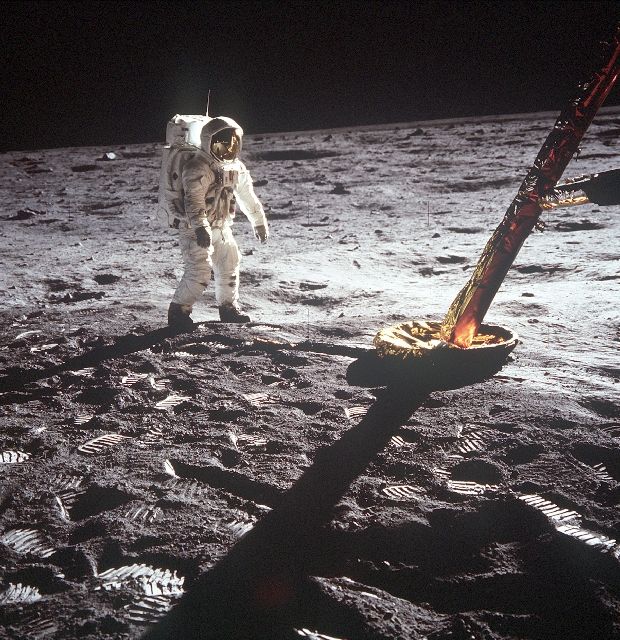 Buzz Aldrin on the moon during the Apollo 11 mission.