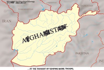 Political cartoon U.S. Trump Afghanistan war