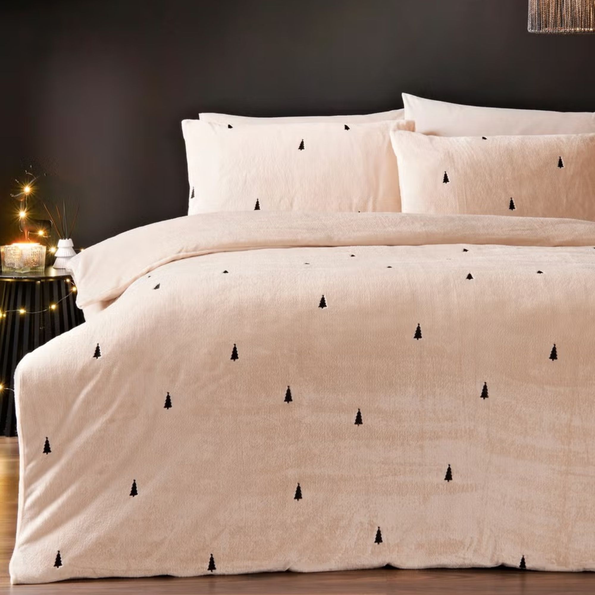 Christmas tree fleece duvet set