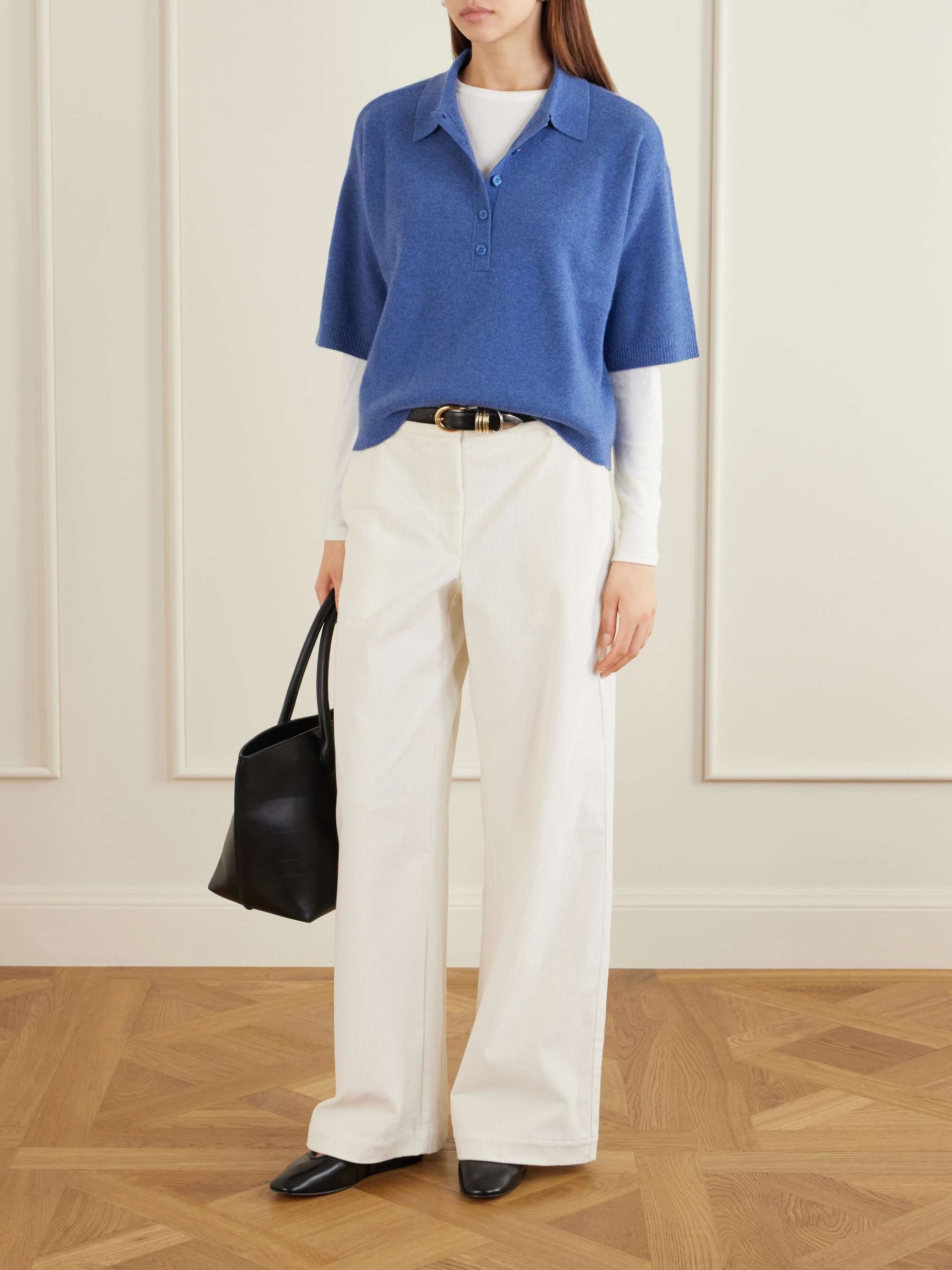 Ss Polo Cashmere-Knitted Polo Shirt