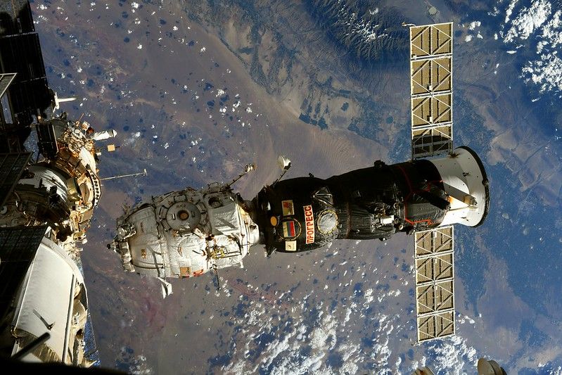 Images captured by European Space Agency astronaut Thomas Pesquet on July 26, 2021, show a Russian Progress capsule tugging the retired Pirs module to burn up in Earth's atmosphere.