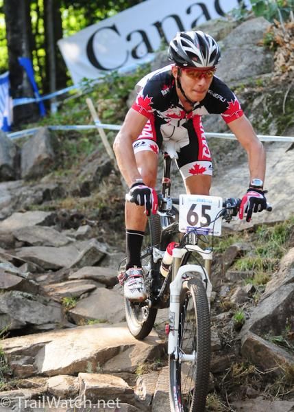 Sebastien Cadieux-Duval (Canada) on a very rocky descent