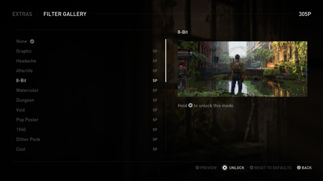 The Last of Us Part 1 gameplay filter selection