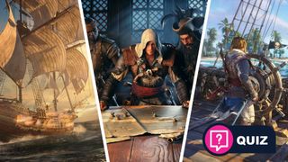 Image made up of three screenshots or images from Ubisoft's Assassin's Creed Black Flag Resynced.