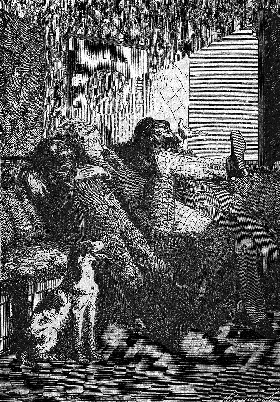 Illustrations from 1869s "Around The Moon" by Jules Verne, drawn by &Eacute;mile-Antoine Bayard and Alphonse de Neuville.
