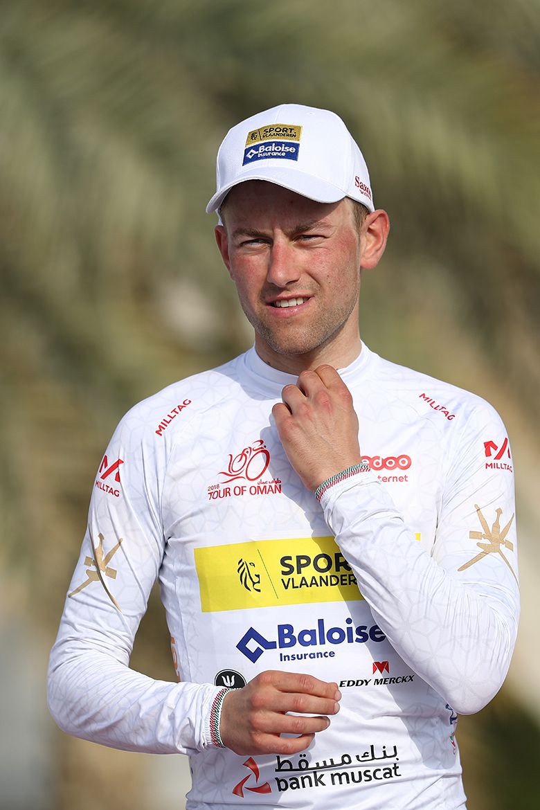 Maxime Farazijn (Sport Vlaanderen - Baloise) in the white jersey at the Tour of Oman.