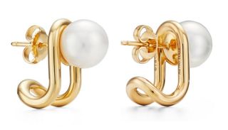 18K Gold South Sea Pearl Earrings from the Tiffany Hardwear collection as worn by Vice President Kamala Harris during the September 2024 presidential debate.