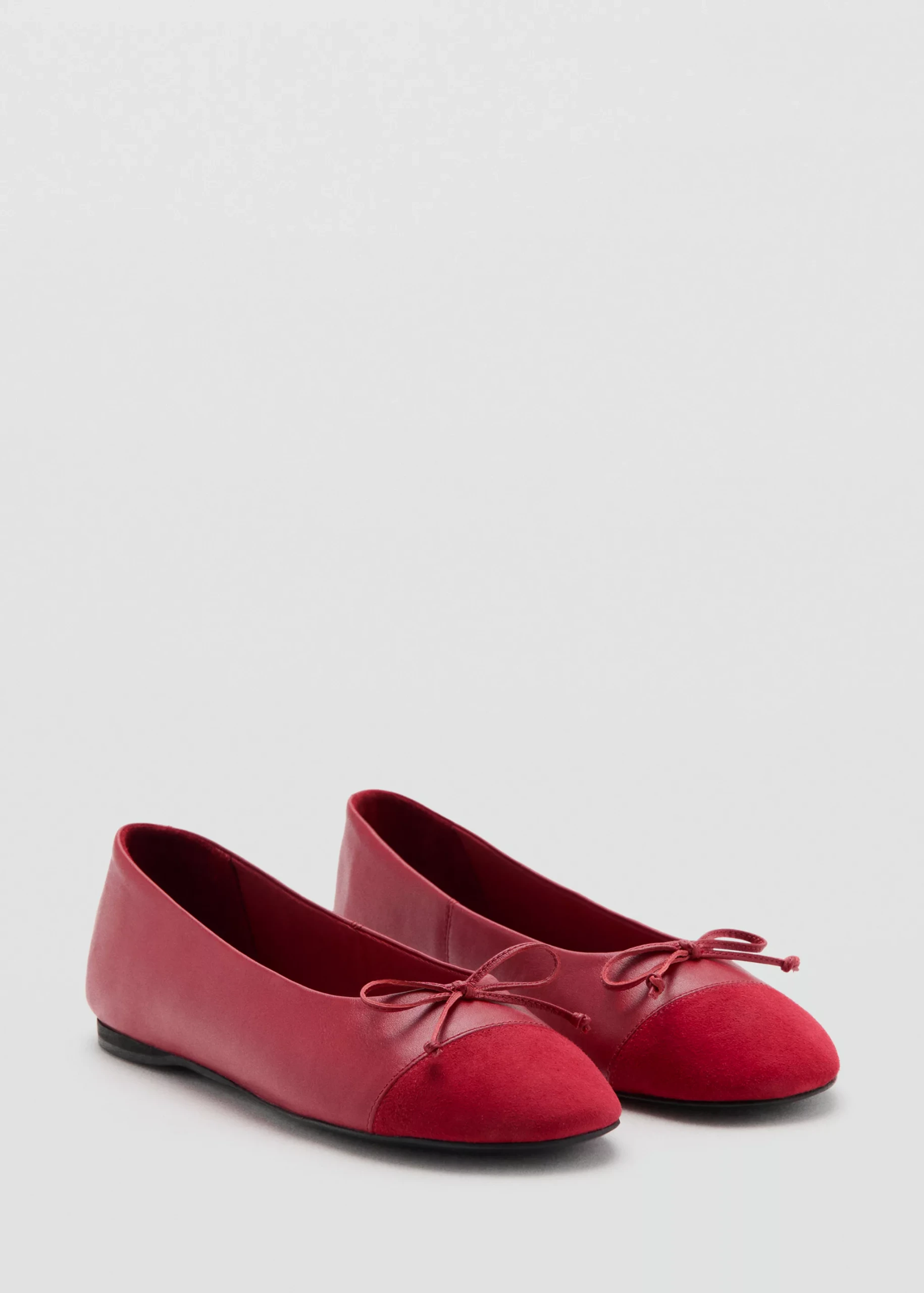 Contrast Leather Ballet Flats - Women | Mango United Kingdom