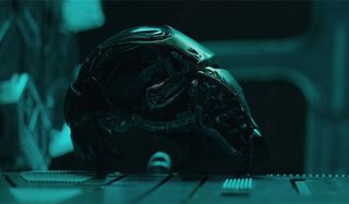 Iron Man's picked apart helmet in Avengers Endgame