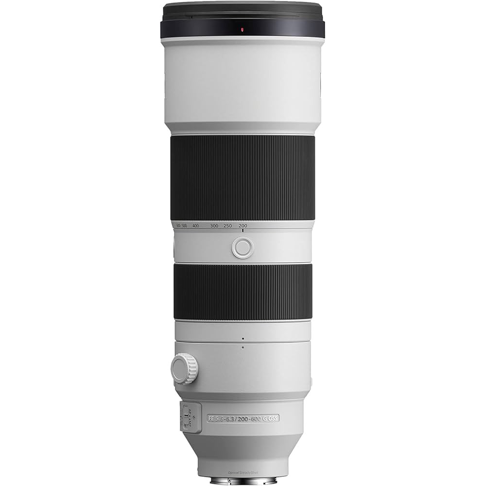 Sony FE 200-600mm f/5.6-6.3 G oss pe un fundal alb