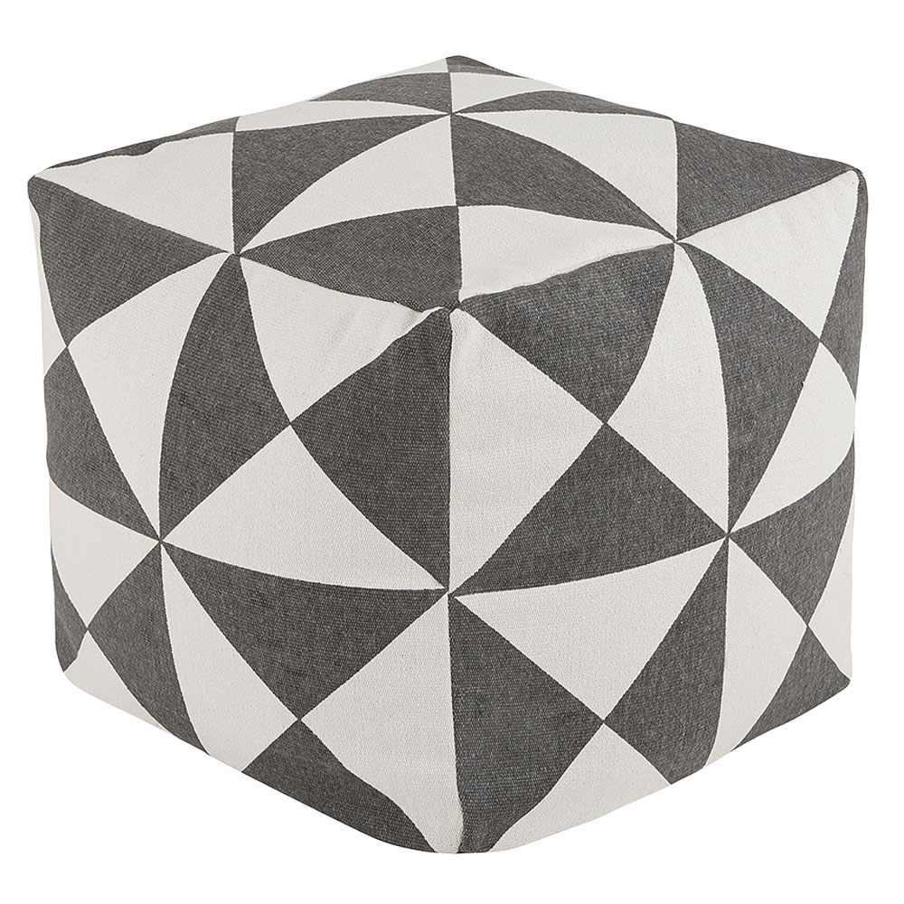 white and black printed cotton bean cube