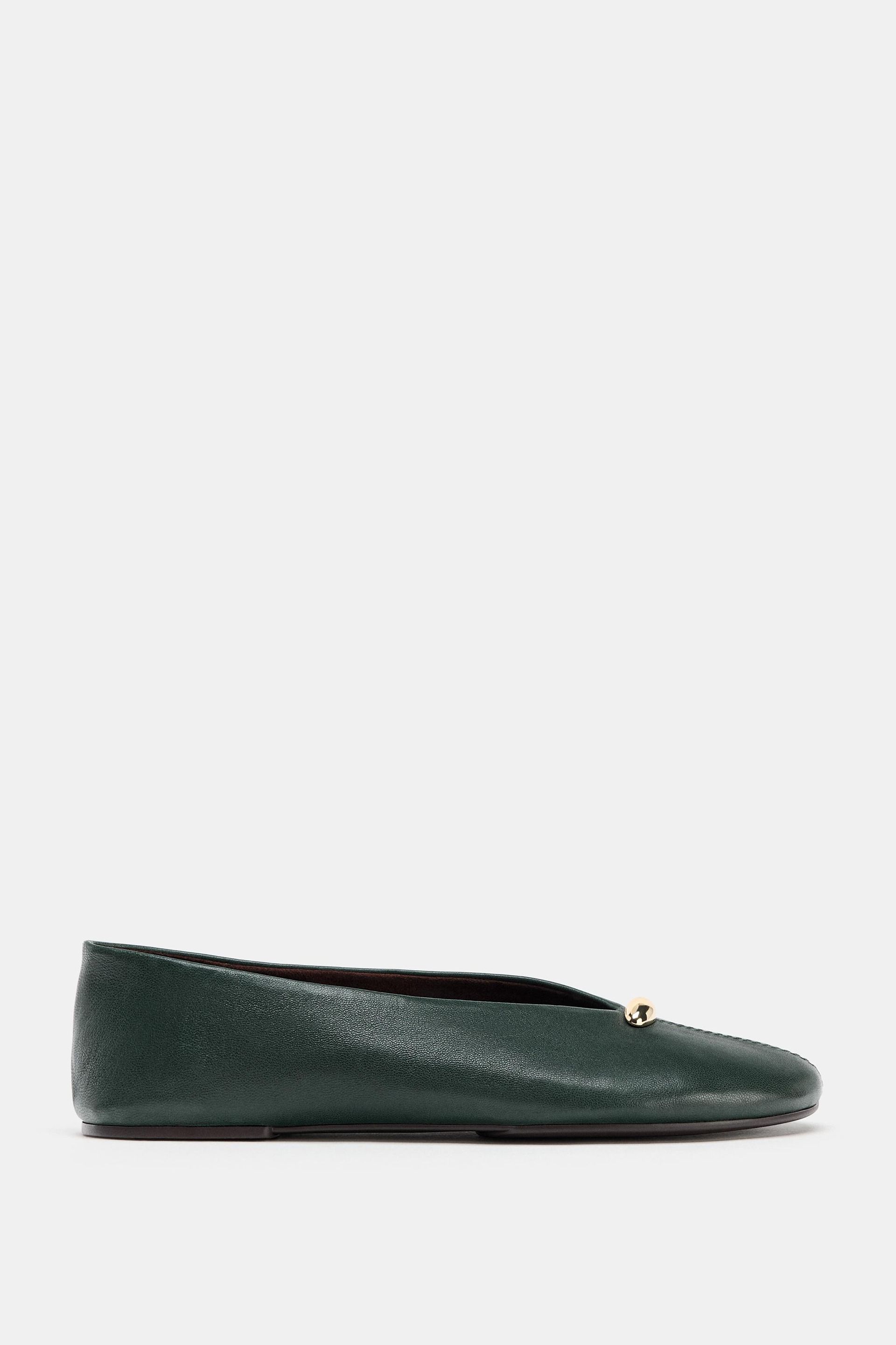 Leather Ballet Flats With AppliquÉ