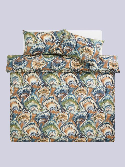 Cotton Marbled Print Blue Bedding Set